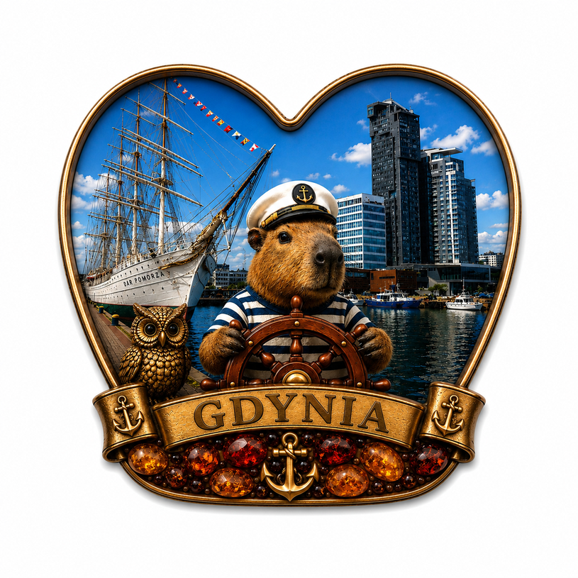 Magnes na lodówkę „Gdynia – Dar Pomorza” | World of Bara™